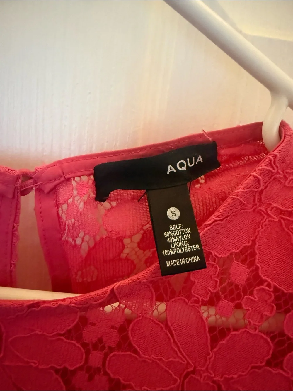 Aqua Bright Pink Lace Puff-Sleeve Babydoll Dress